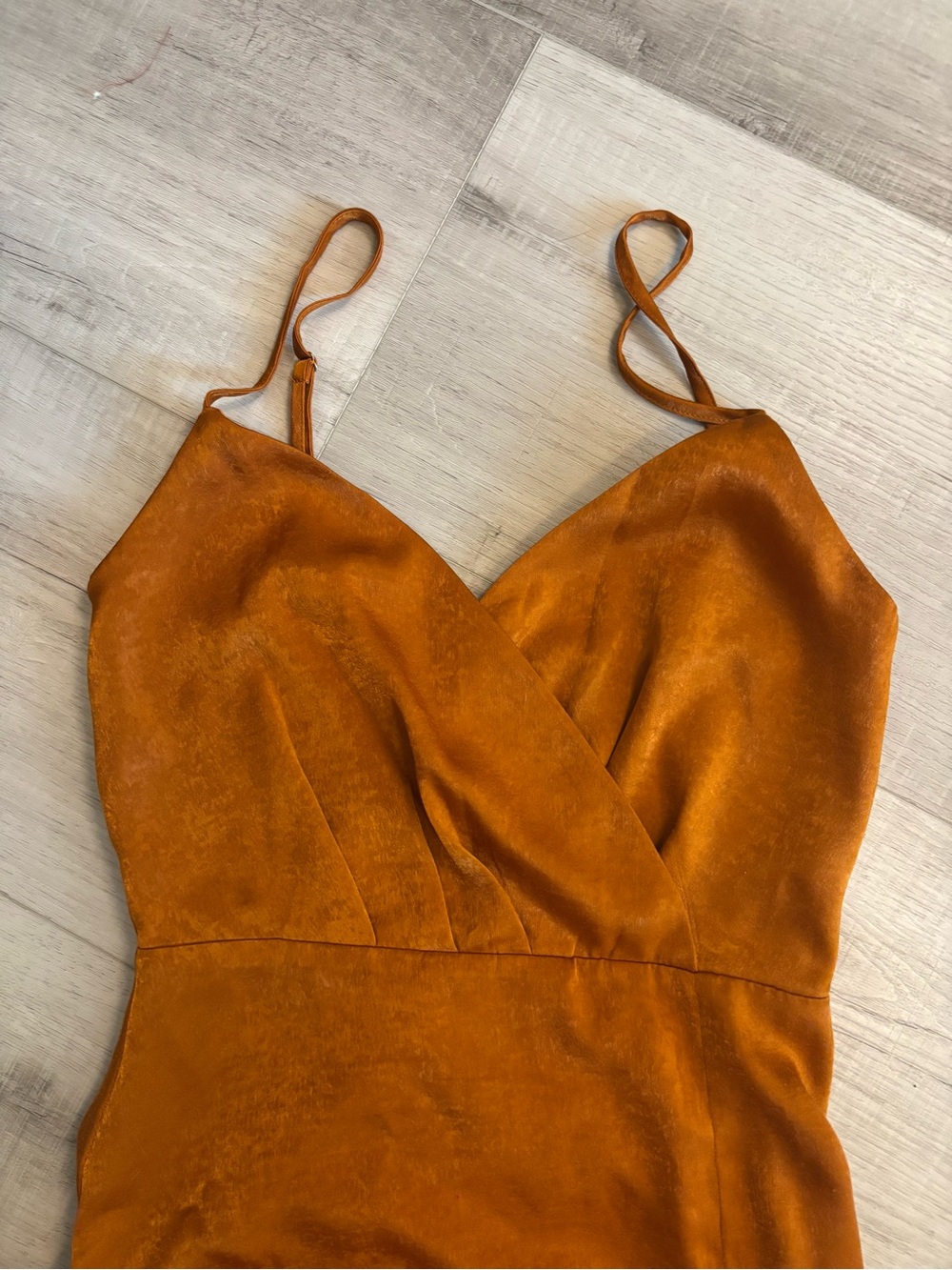 Lulus Burnt Orange Satin Maxi Dress High Slit Formal Gown XXS - Picture 4 of 11